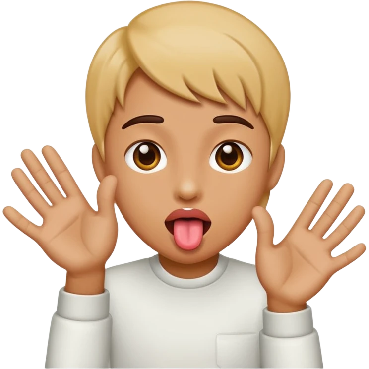 tounge out with hands out to the side emoji