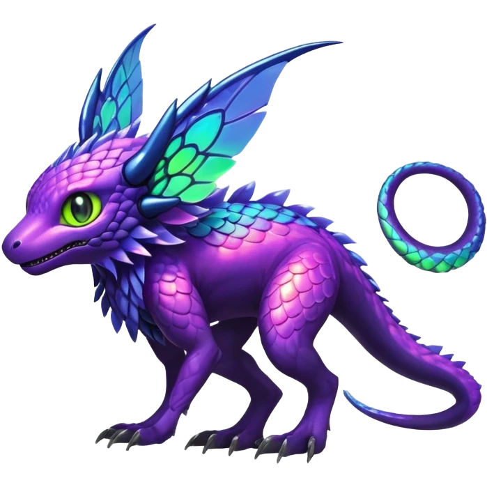Tropical futuristic lush warm-colored modern colorful neon-colored Fakémon-Digimon-Trico-Vernid-creature emoji