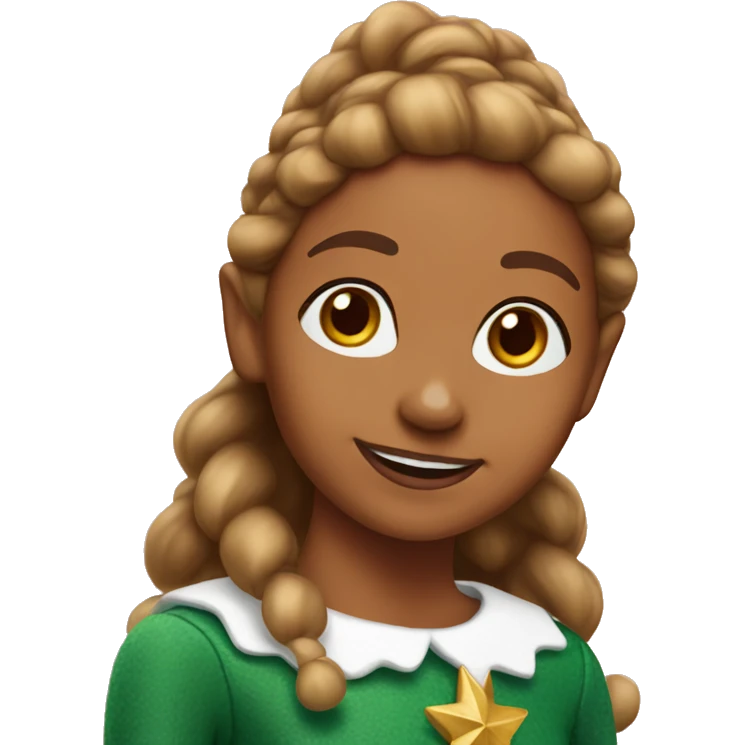 Light Brown girl elf on the shelf emoji