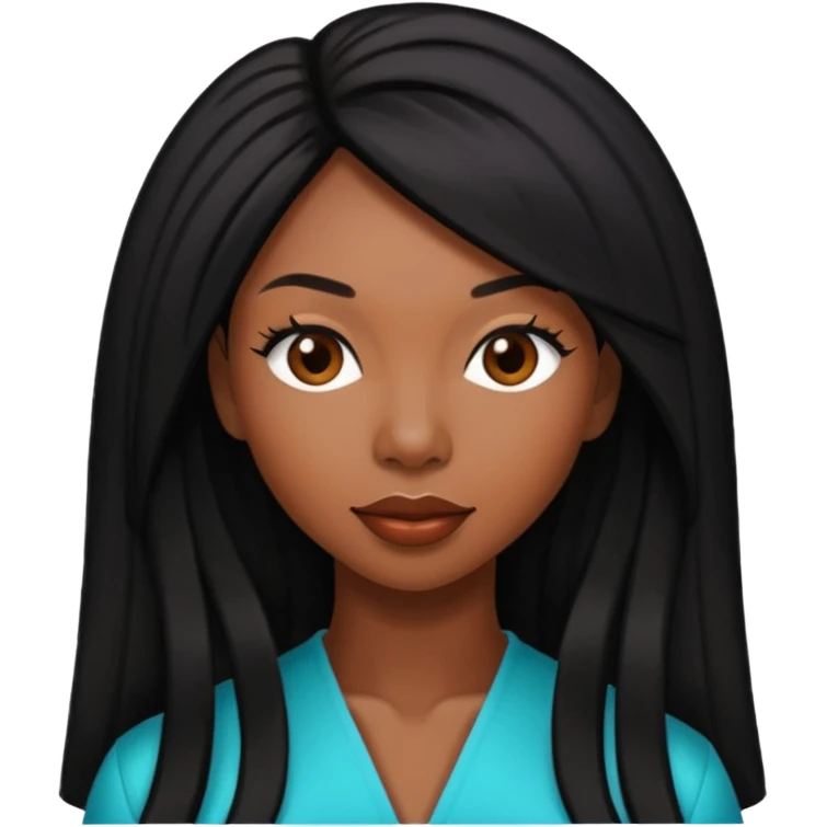 Brandy Norwood with black long hair emoji