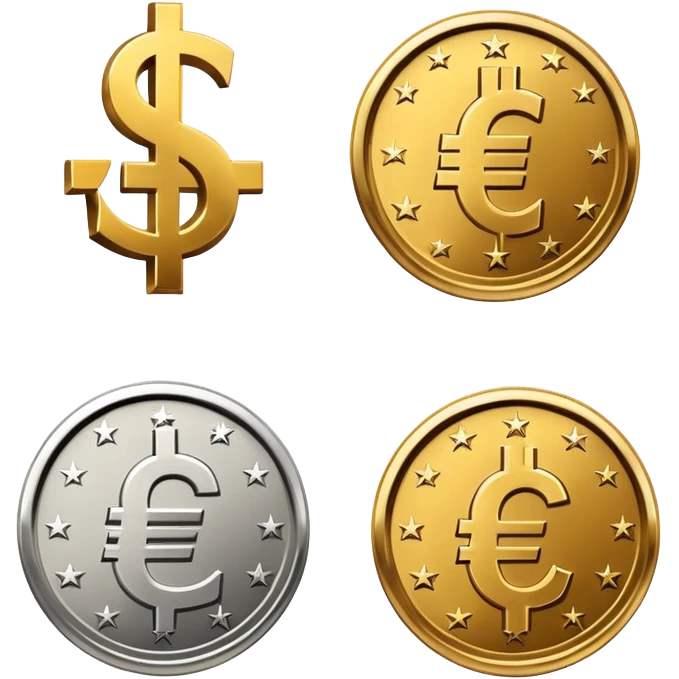 currency exchange with dollar, euro, pound, and yen symbols emoji