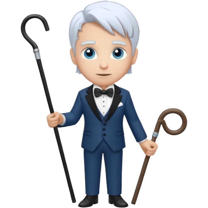 Boq from Wicked with blue eyes, white hair and suit with bow tie emoji
