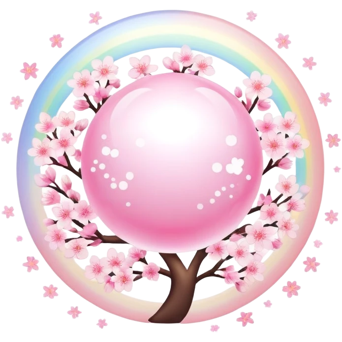 Cute Pastel pink and white Cherry Blossom Sakura Starburst Rainbow Planet emoji