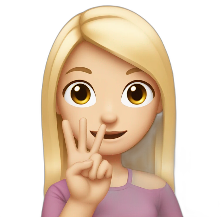 white skin girl with blonde hair showing THREE fingers up on her one hand emoji