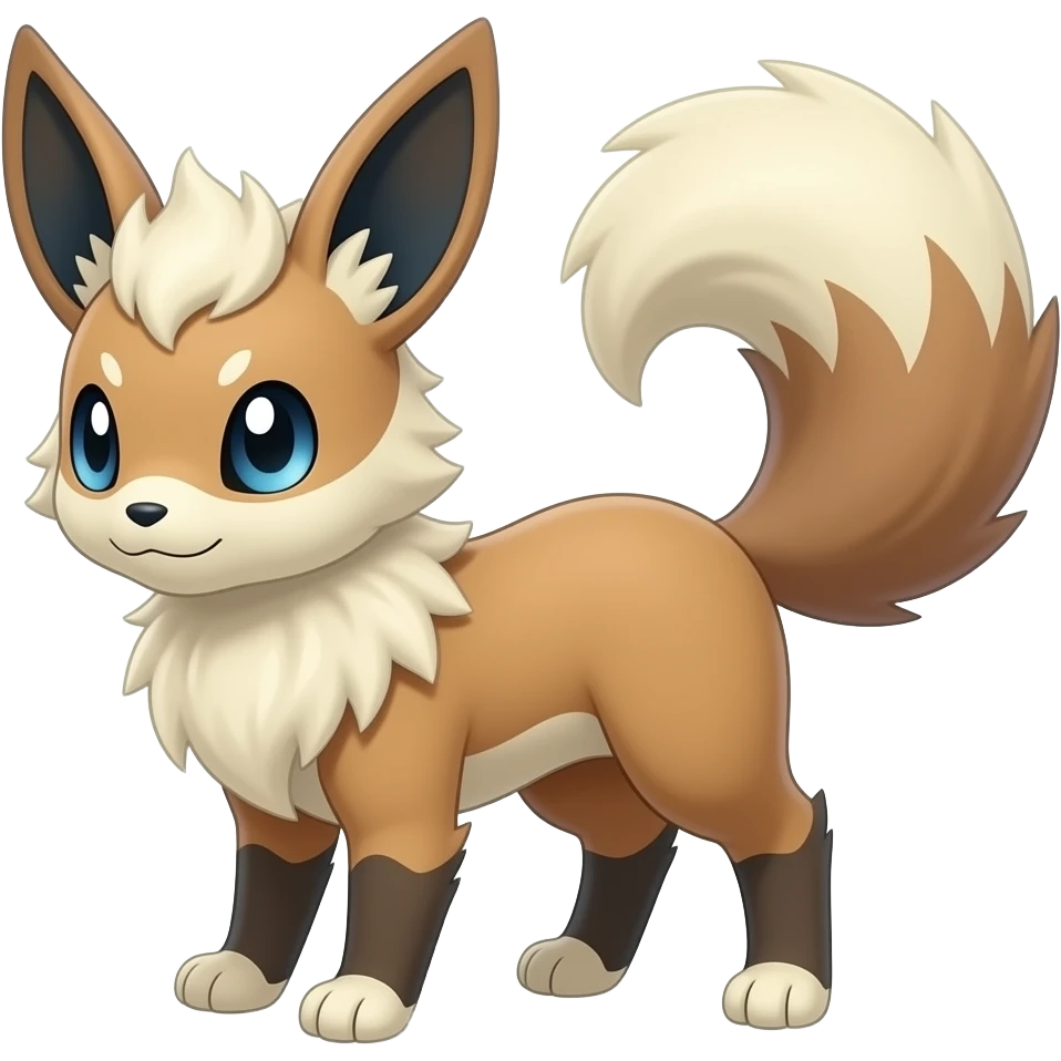 Leafeon-Vaporeon-Furret-fusion-hybrid-animal-creature with tufted ears, tufted tail emoji