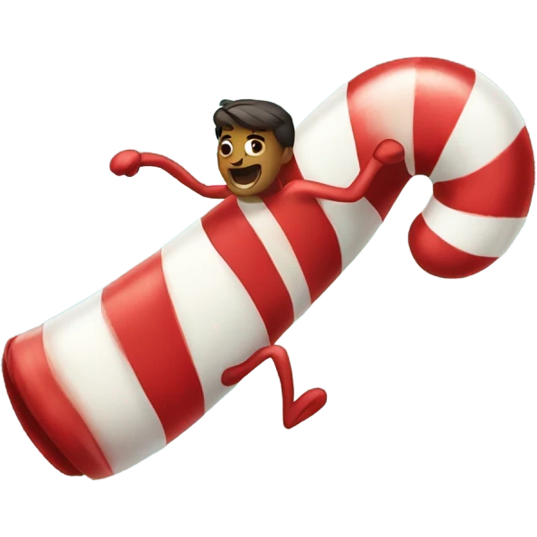 A candy cane running emoji
