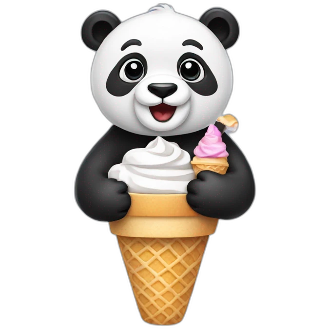 Panda eating ice cream emoji