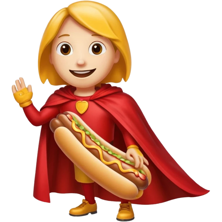 hot dog wearing a red cape emoji