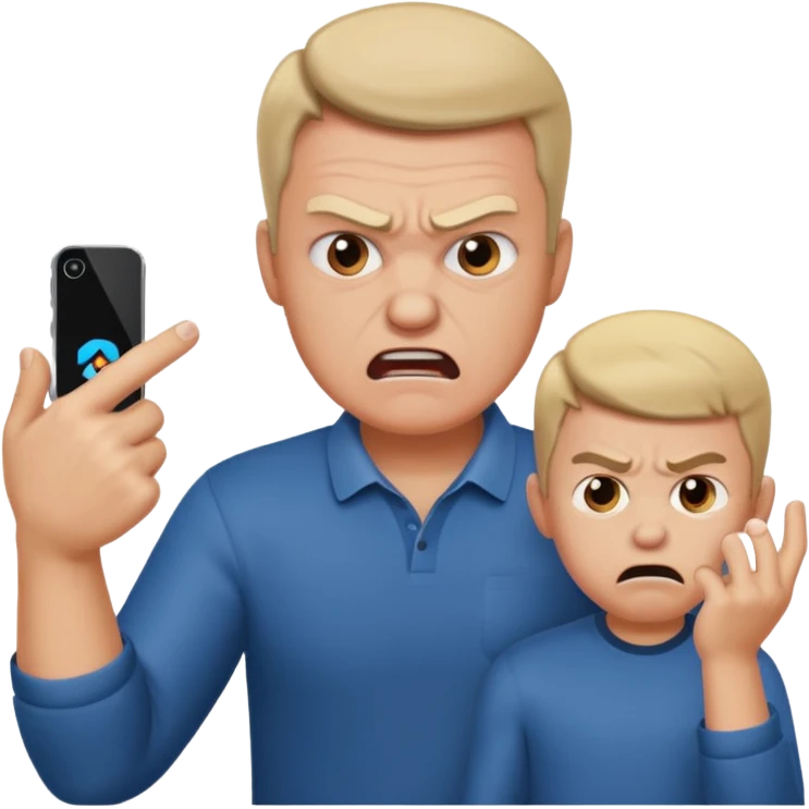 Dad scolding his son for playing video games emoji