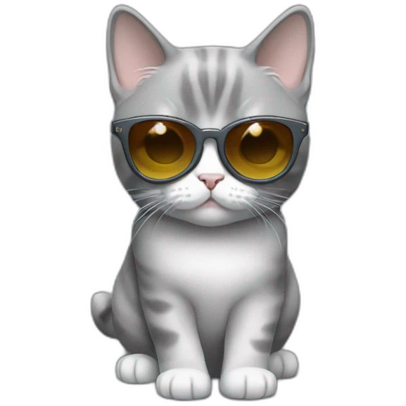 Munchkin cat all gray with sunglasses emoji