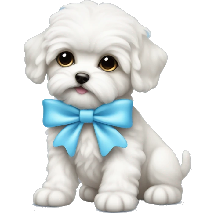 schichon puppy with baby blue bow emoji