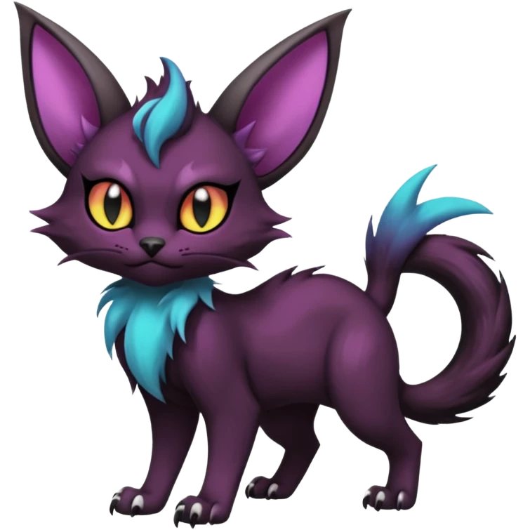 Dark gloomy gothic Black edgy cute Noivern-Noibat-Purloin-Torracat-Lykoi-Caracal-cat-Fakemon-fusion-hybrid-creature with an imp tail  emoji