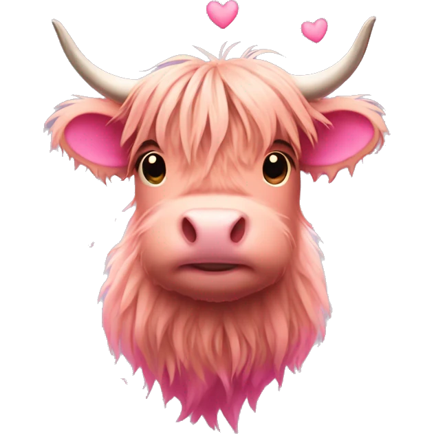 cute highlandcow with lots of pink hearts  emoji