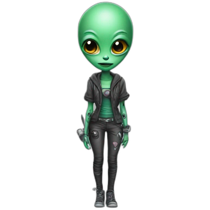 Alien as a tattoo artist emoji