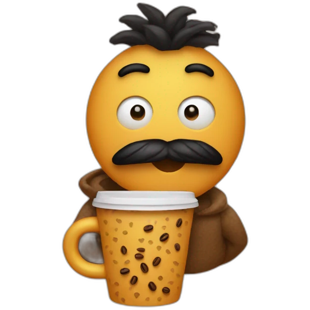Sesame Bert with coffee emoji