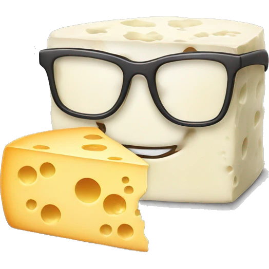 Cheese that melts with a smile and glasses emoji