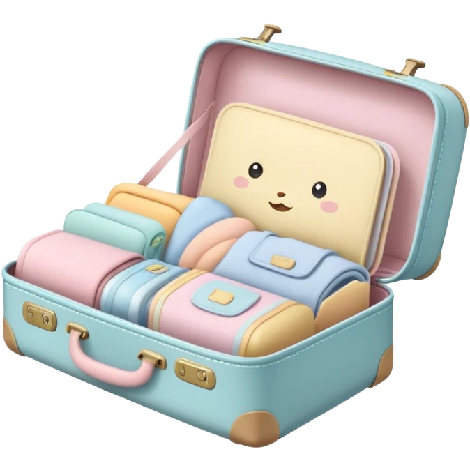 Small cute baby suitcase with baby designs, pastel colors emoji