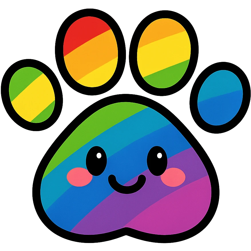 gay pride emoji, rainbow paw print, playful and cute, no background emoji