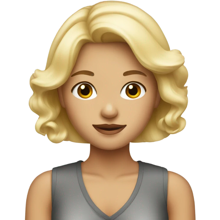 A blonde girl wears a top emoji