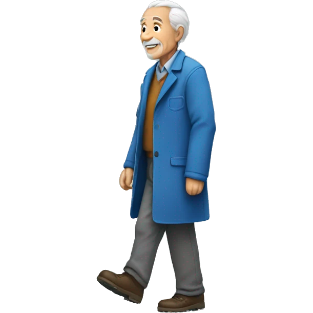 old man with blue jacket walking emoji