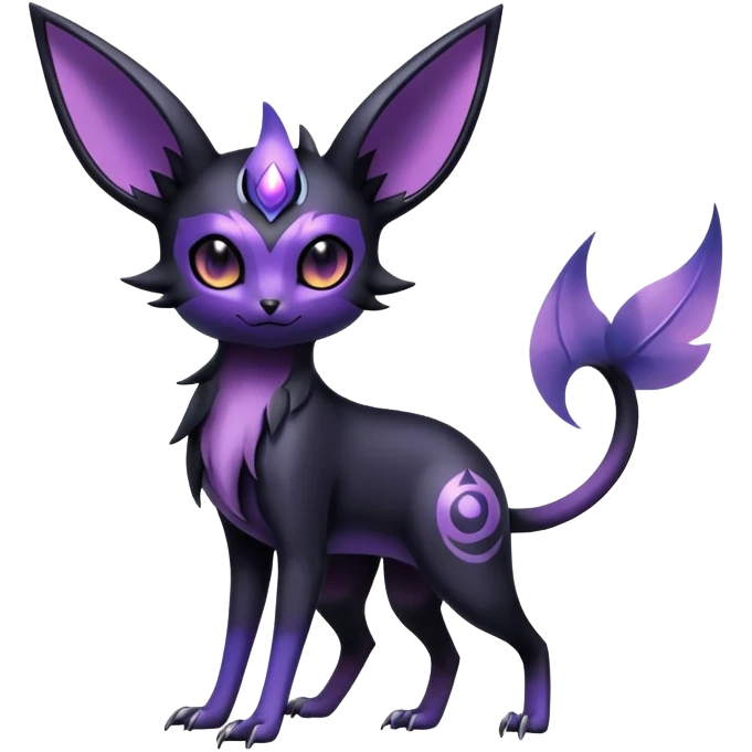 Shiny Dark-gradient Exotic Badass Royal Mysterious Gothic Noibat-Espeon-Umbreon-Pokémon-Fakémon-hybrid-creature (full body) emoji