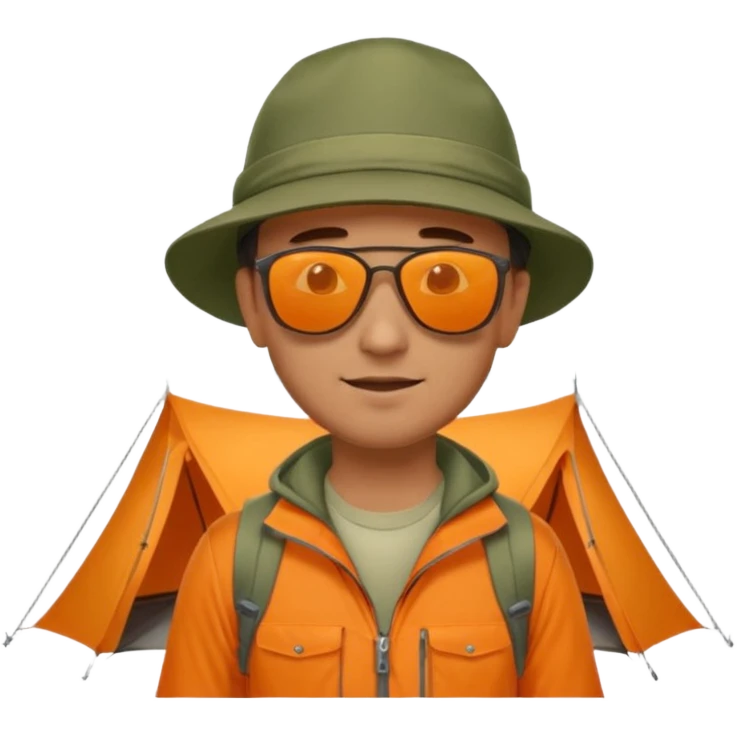 Man + orange tent,Mountain Campers. emoji