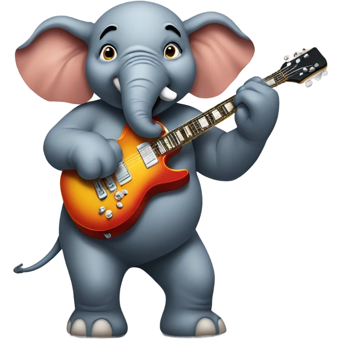 Mean Elephant playing electric guitar emoji