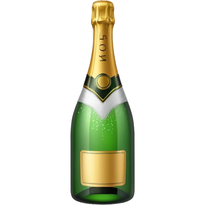 green champagne bottle with white middle and top emoji