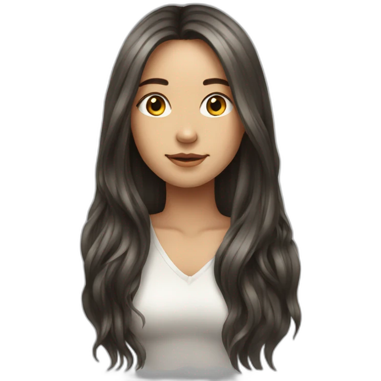Women-Eng-drawing-art-very long hair emoji