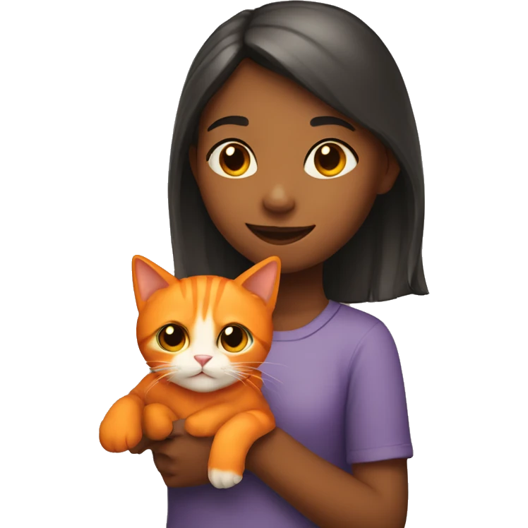 Girl holding an orange cat emoji