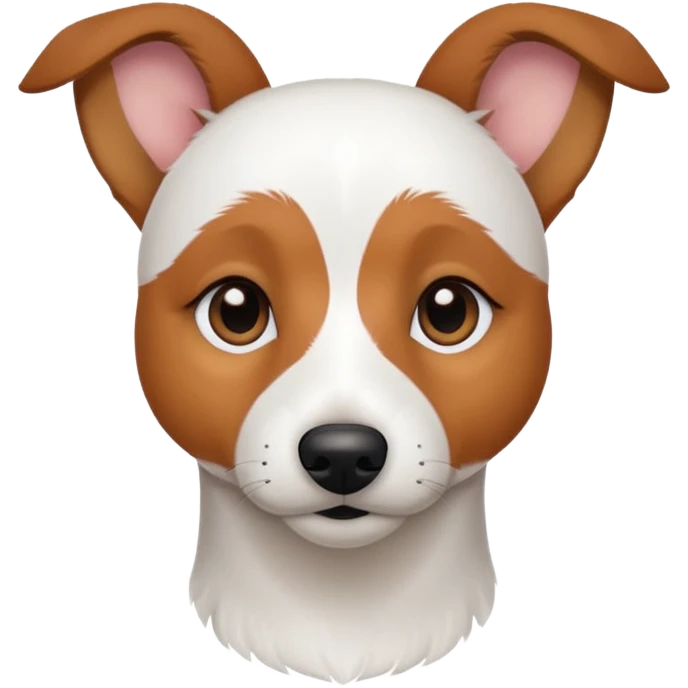 a fully white jack russell the size of a kelpie with light brown ears and a light brown patch on one eye emoji