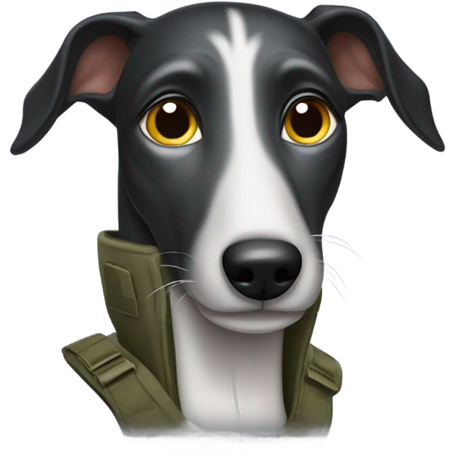 Black greyhound in the army emoji