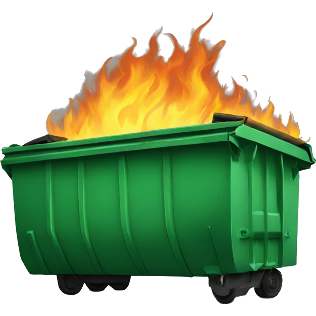 green dumpster on fire emoji