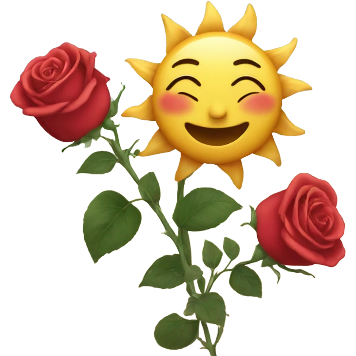 Sun holding roses emoji
