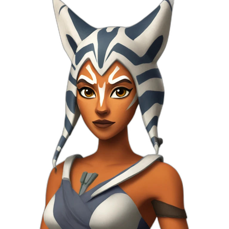 Clone wars Sexy Ahsoka Tano (portrait, front facing, Apple iOS 17 style) small horns emoji