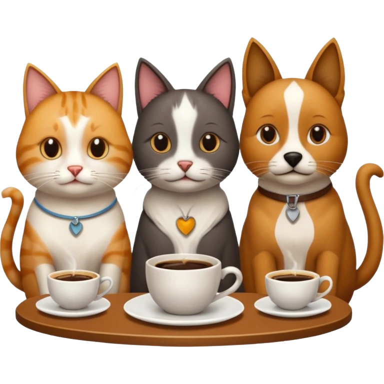 3 animaux qui prennent le café emoji