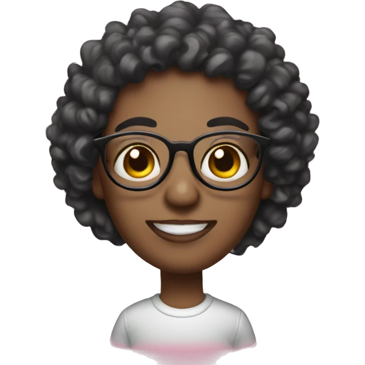 create for me a #EBD1A4 colored face that has black and curly hair, wears glasses in the eyes and smiles with a pink lollipop in the mouth emoji