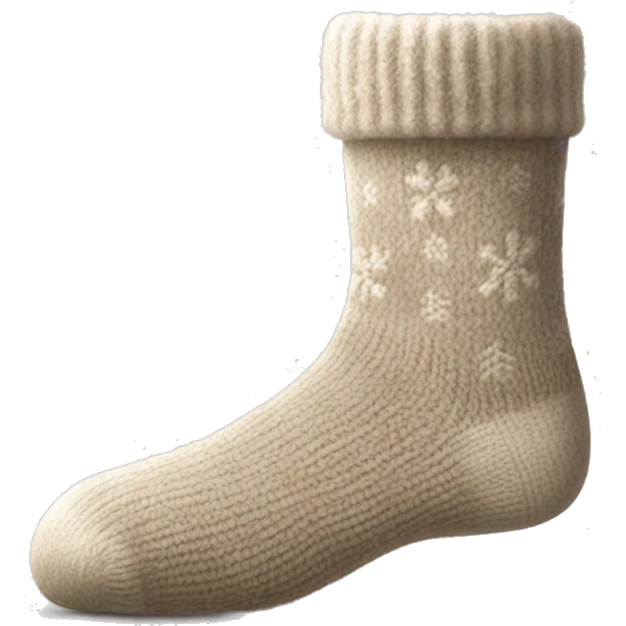 Wool Socks: Cozy wool socks with a soft, fuzzy texture, in neutral tones, perhaps with tiny heart or snowflake patterns. emoji