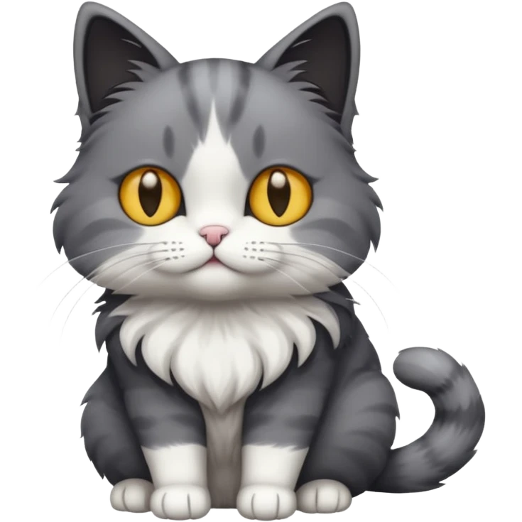 full body dark grey and white cat emoji