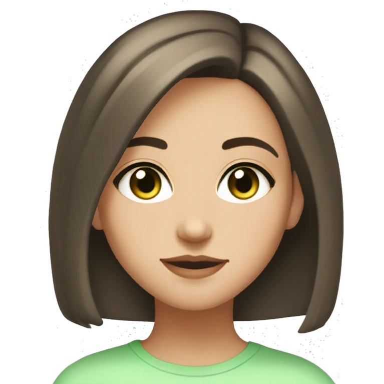Girls brunettes short Bob hairstyles  light skin green eyes aesthetic yoga psychology clean girl  emoji