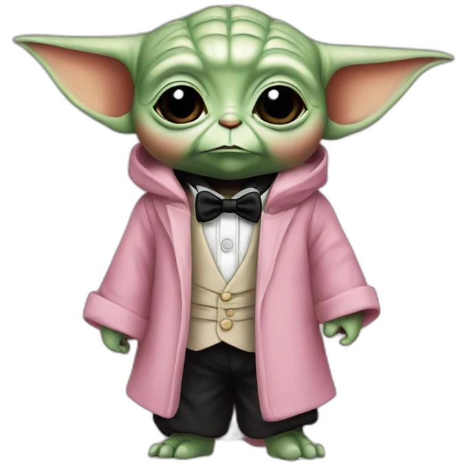 baby yoda in pink tuxedo emoji