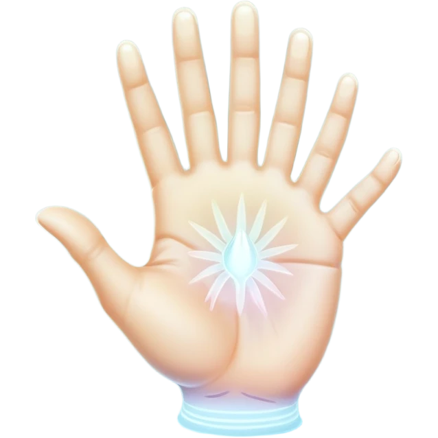  -- ethereal glowing hand palm lines-- 5 fingers reading palm - the act of palm reading practice 
 emoji