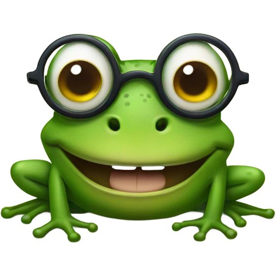 Frog with glasses and buck teeth emoji