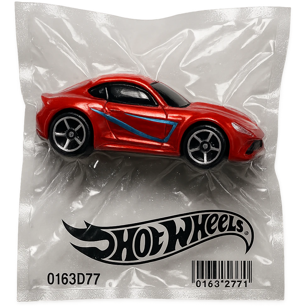 Hot Wheels toy car, glossy and puffy, vacuum-sealed style emoji