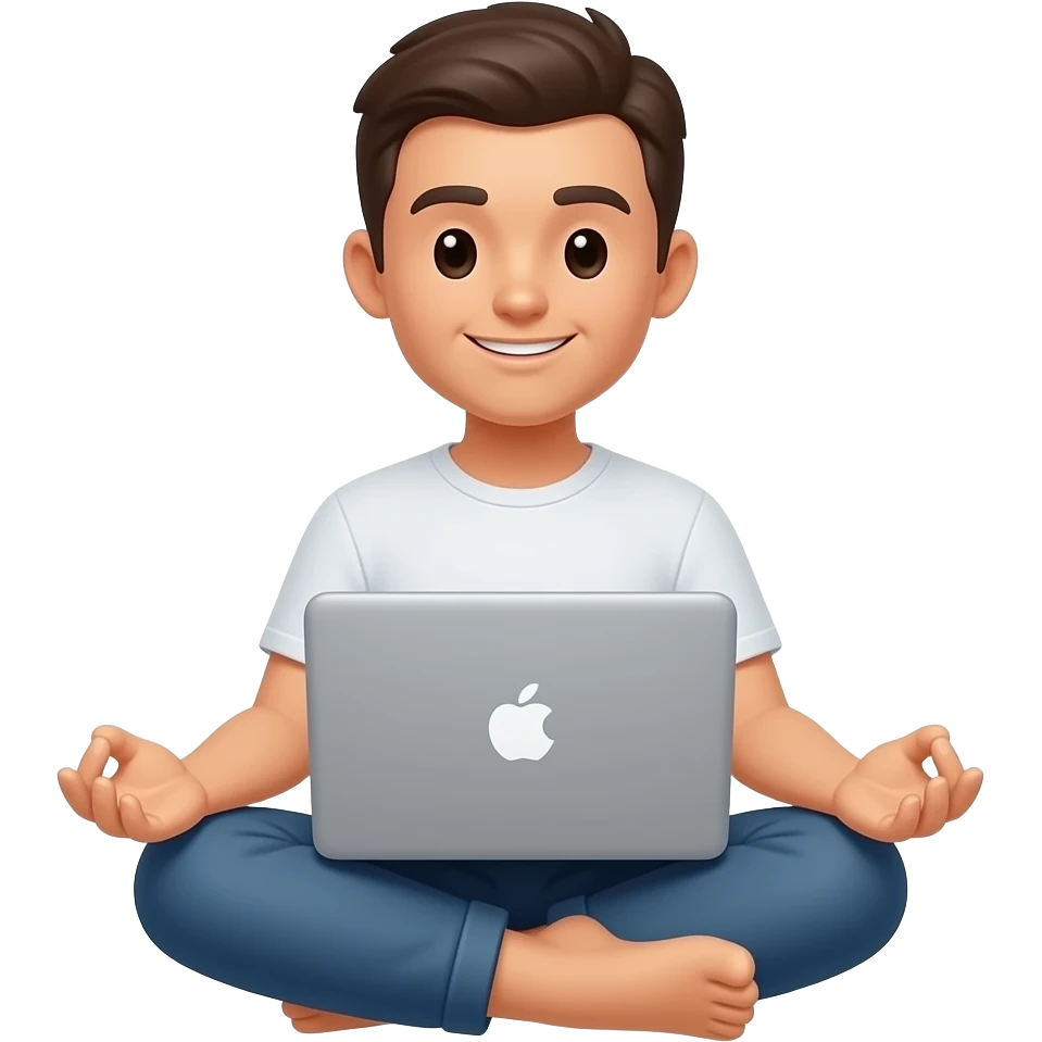 meditating with laptop emoji