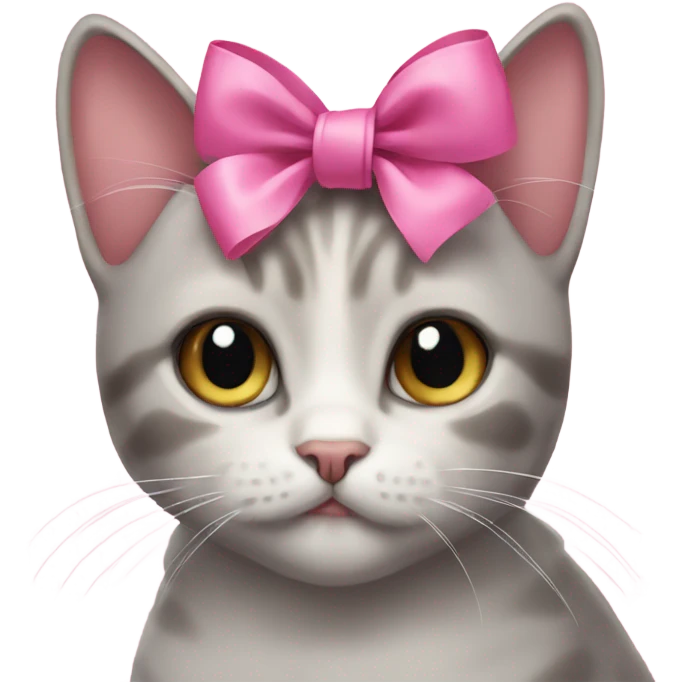 Cat with a pink bow emoji
