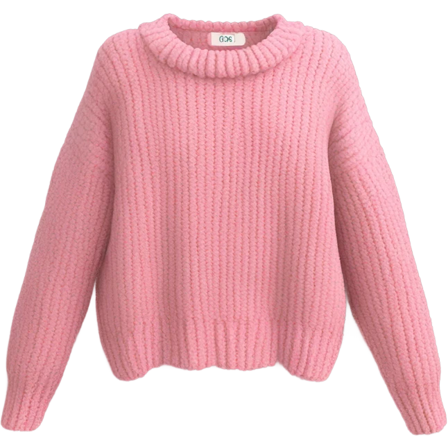 pink cropped oversize wool sweater, isolated emoji