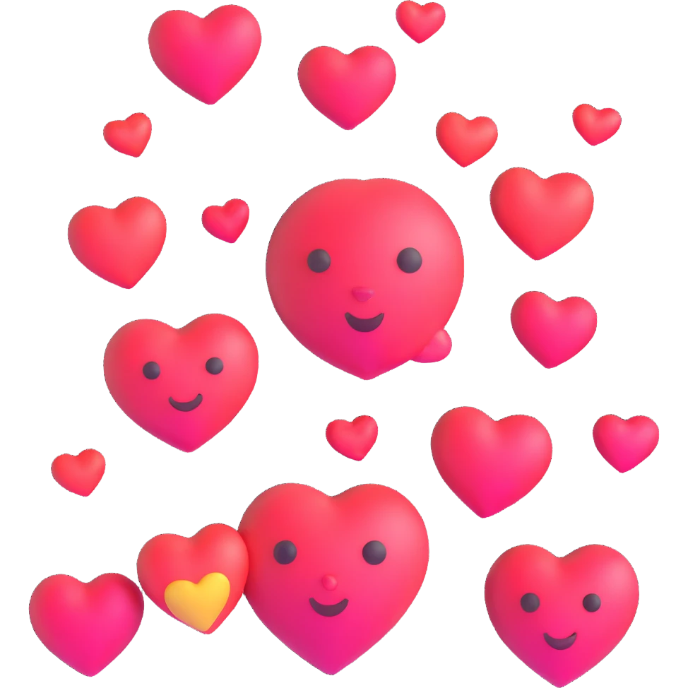 face bubbling with hearts emoji