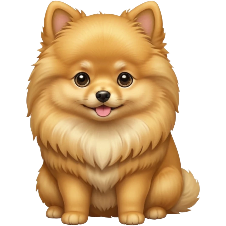 Create a golden pomeranian, all cute and adorable entire  only face and body  emoji