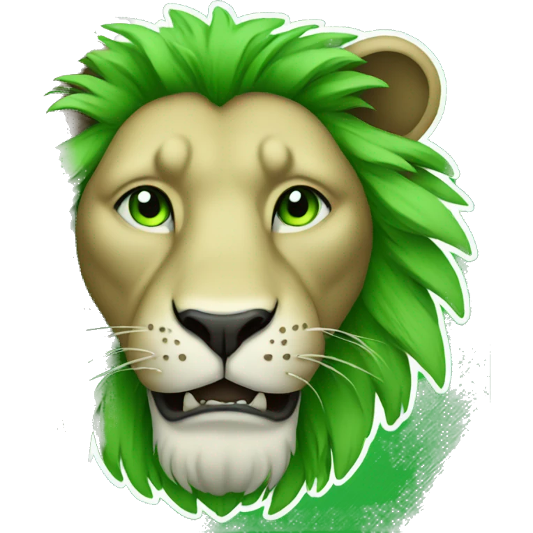 Lion with green effects emoji